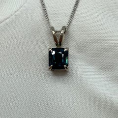 1.44ct IGI Certified Deep Teal Blue Untreated Sapphire 18k White Gold Pendant