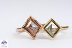 1.44ct Kite Shape Salt and Pepper Diamond 14K Yellow Gold Engagement Ring