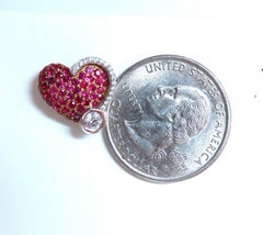 Pendientes corazón de diamantes Rubí natural de 1,44 ct Oro amarillo de 14 kt