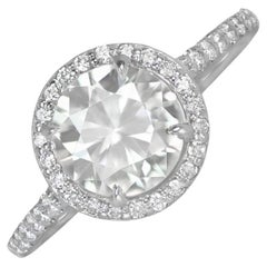 Used 1.44ct Old European Cut Diamond Engagement Ring, Diamond Halo, Platinum