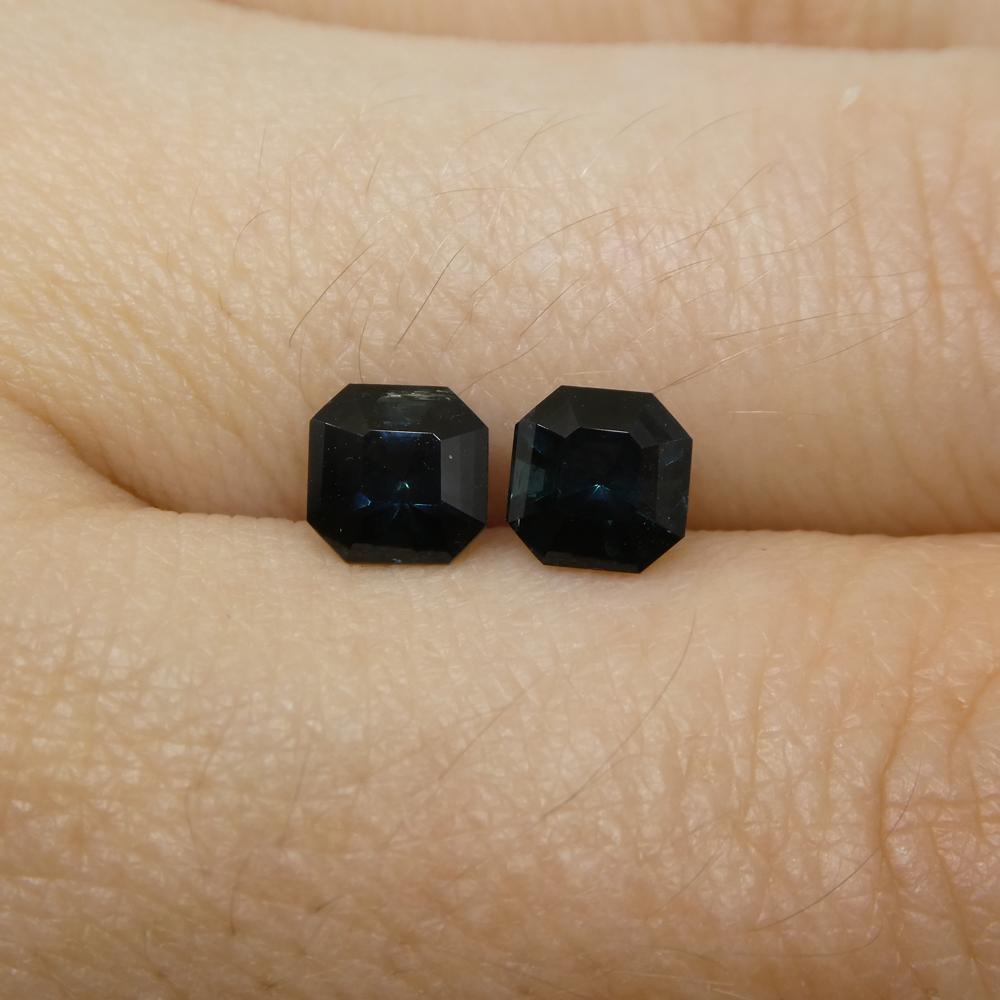 1.44ct Pair Asscher Blue Tourmaline from Brazil For Sale 8