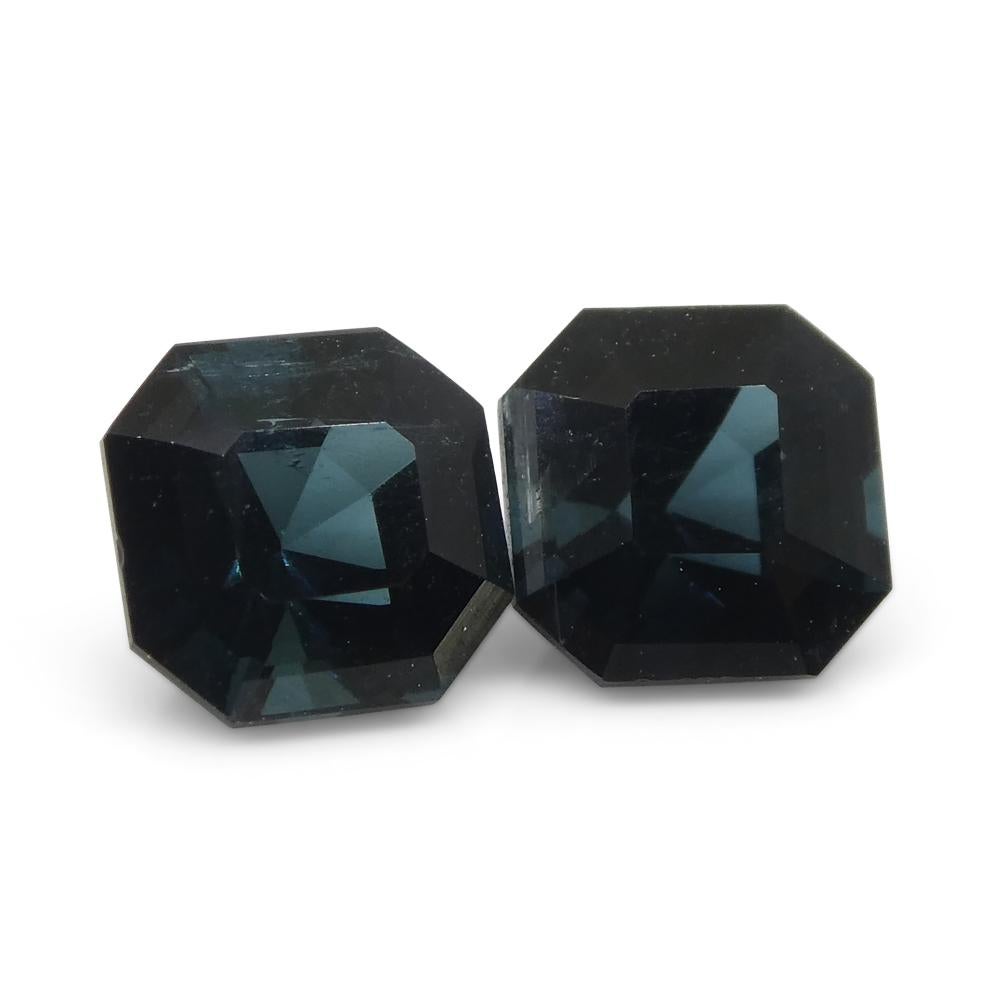 1.44ct Pair Asscher Blue Tourmaline from Brazil In New Condition For Sale In Toronto, Ontario