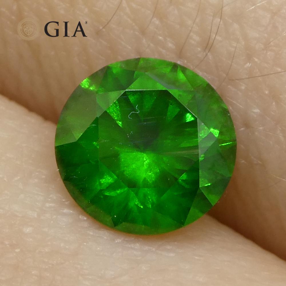 1.44ct Round Vivid Green Demantoid GIA Certified Russia Unheated  For Sale 5