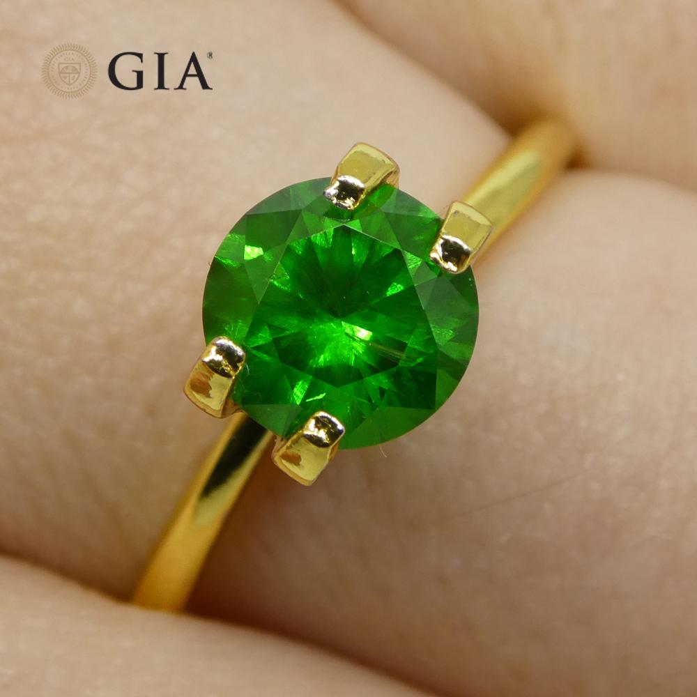 Brilliant Cut 1.44ct Round Vivid Green Demantoid GIA Certified Russia Unheated  For Sale