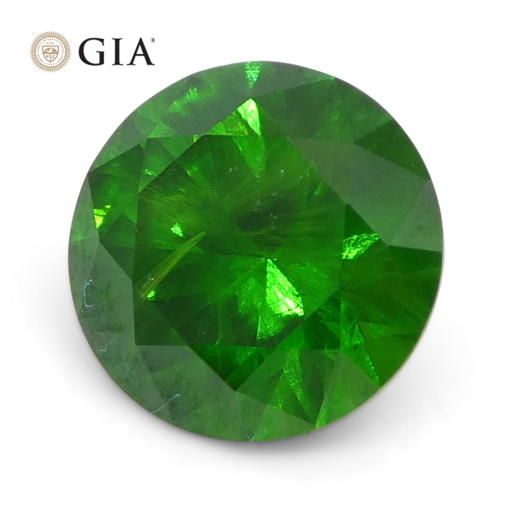 1.44ct Round Vivid Green Demantoid GIA Certified Russia Unheated  For Sale 1