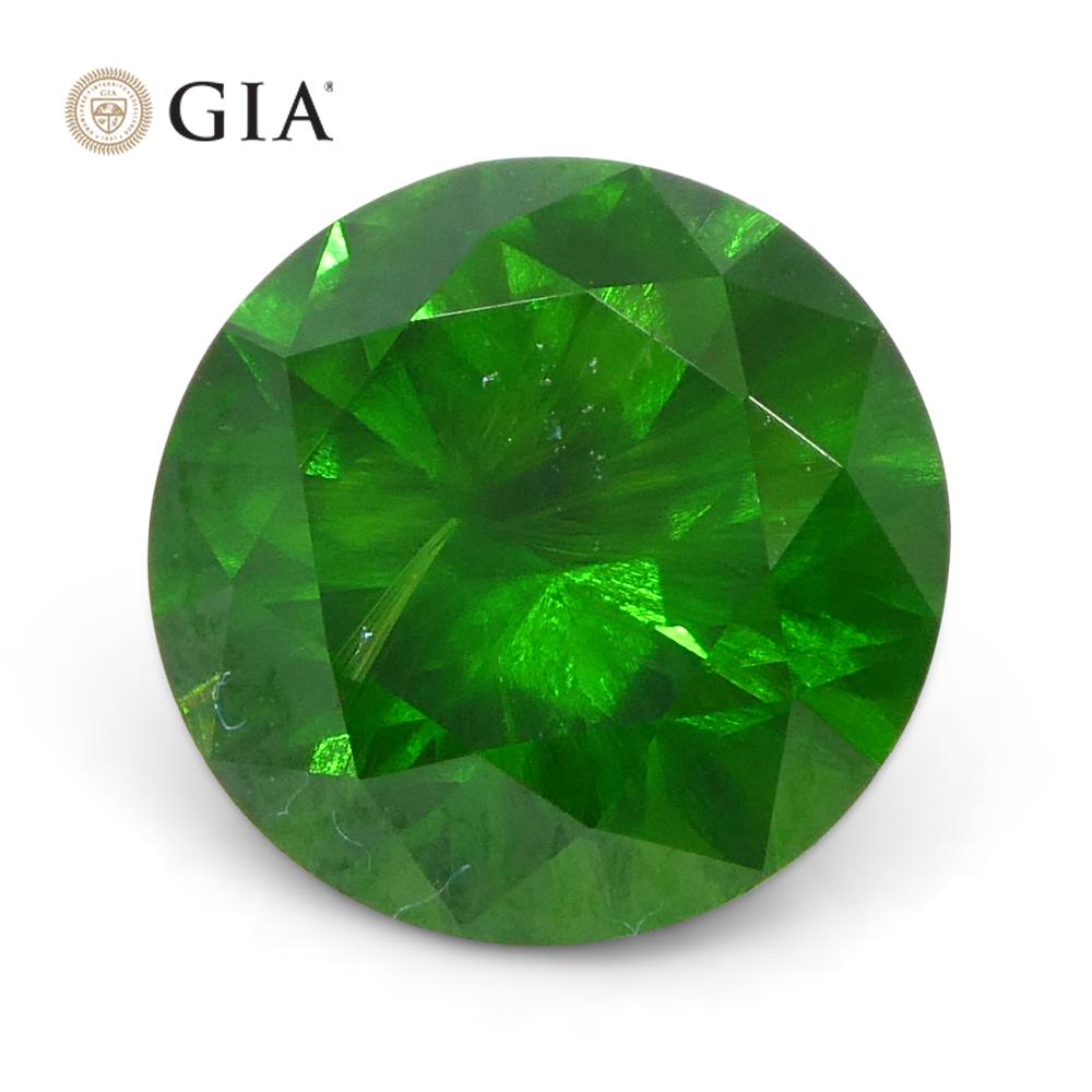 1.44ct Round Vivid Green Demantoid GIA Certified Russia Unheated  For Sale 2
