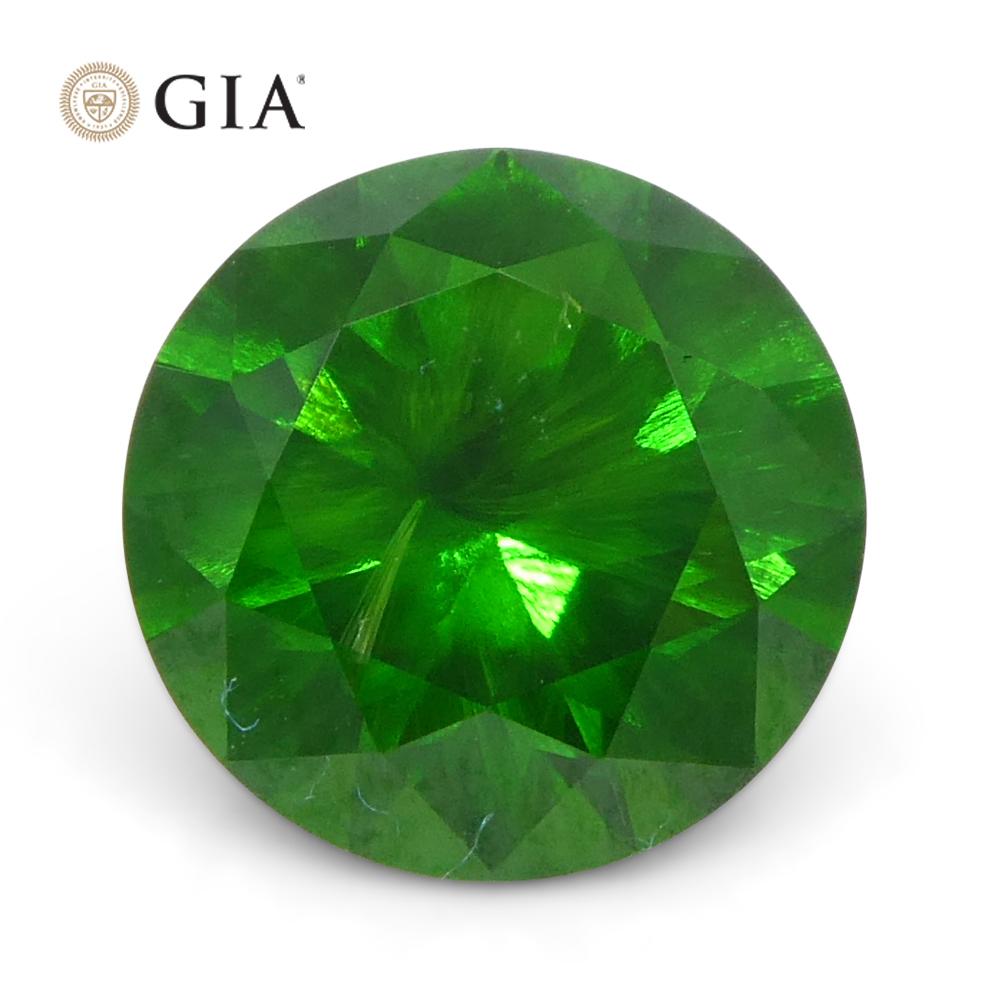 1.44ct Round Vivid Green Demantoid GIA Certified Russia Unheated  For Sale 3