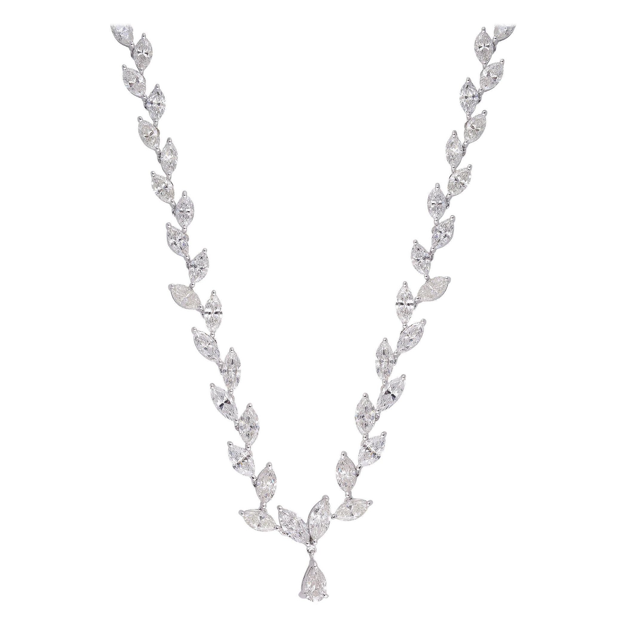 14.4Ct SI/HI Marquesa de Diamantes Naturales Collar de Oro Blanco de 14k con Gota de Pera en venta