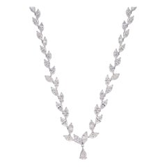 14.40 Carat SI/HI Natural Diamond Marquise & Pear Drop Necklace 14K White Gold