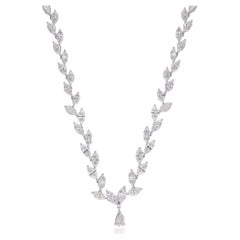 14.4Ct SI/HI Marquise Natural Diamond 18k White Gold Necklace with Pear Drop