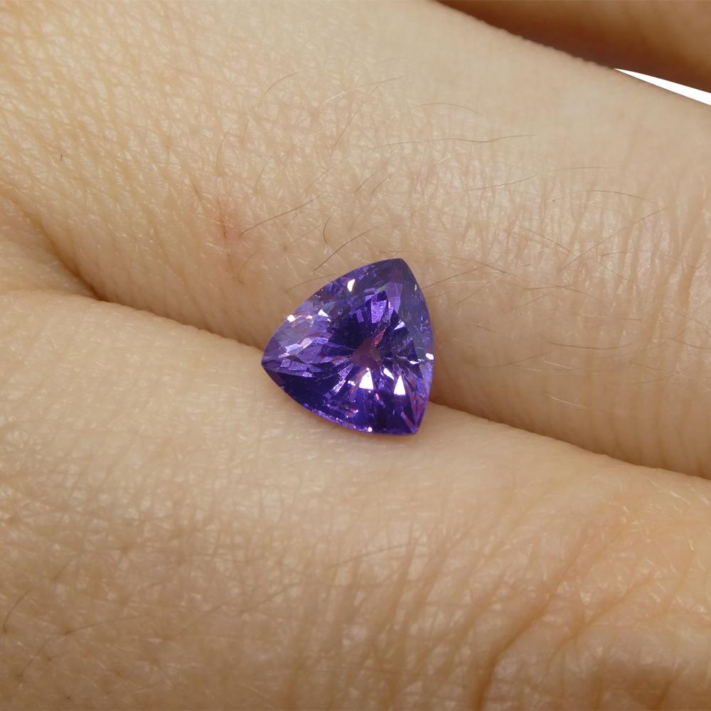 Brilliant Cut 1.44ct Trillion Purple Sapphire from East Africa, Unheated For Sale