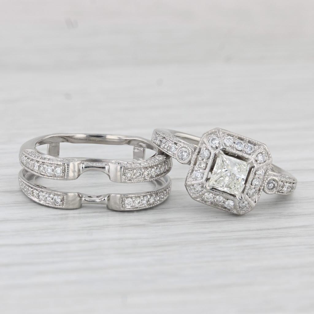 Gemstone Information: Natural Diamonds - 1.44 Total Carats
- Engagement -
Center
Carats - 0.62ct
Cut - Princess
Color - I - J
Clarity - SI1

Halo
Total Carats - 0.20ctw
Cut - Round Brilliant
Color - G - H
Clarity - SI2 - I1

Accents
Total Carats -