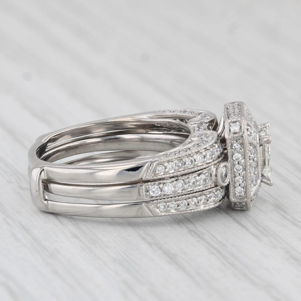 1.44ctw Princess Diamond Engagement Ring Wedding Band Bridal Set 14k Gold In Good Condition In McLeansville, NC