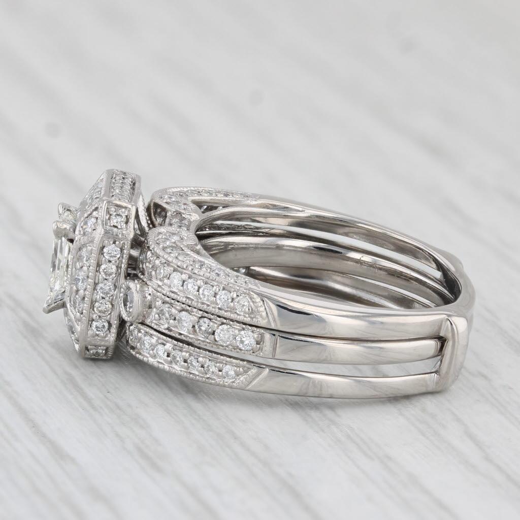 1.44ctw Princess Diamond Engagement Ring Wedding Band Bridal Set 14k Gold 1