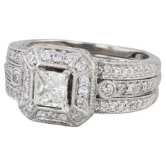 1.44ctw Princess Diamond Engagement Ring Wedding Band Bridal Set 14k Gold