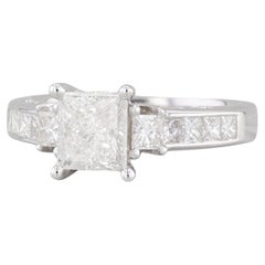 1.44ctw VS2 Princess Diamond Engagement Ring 18k White Gold Size 5