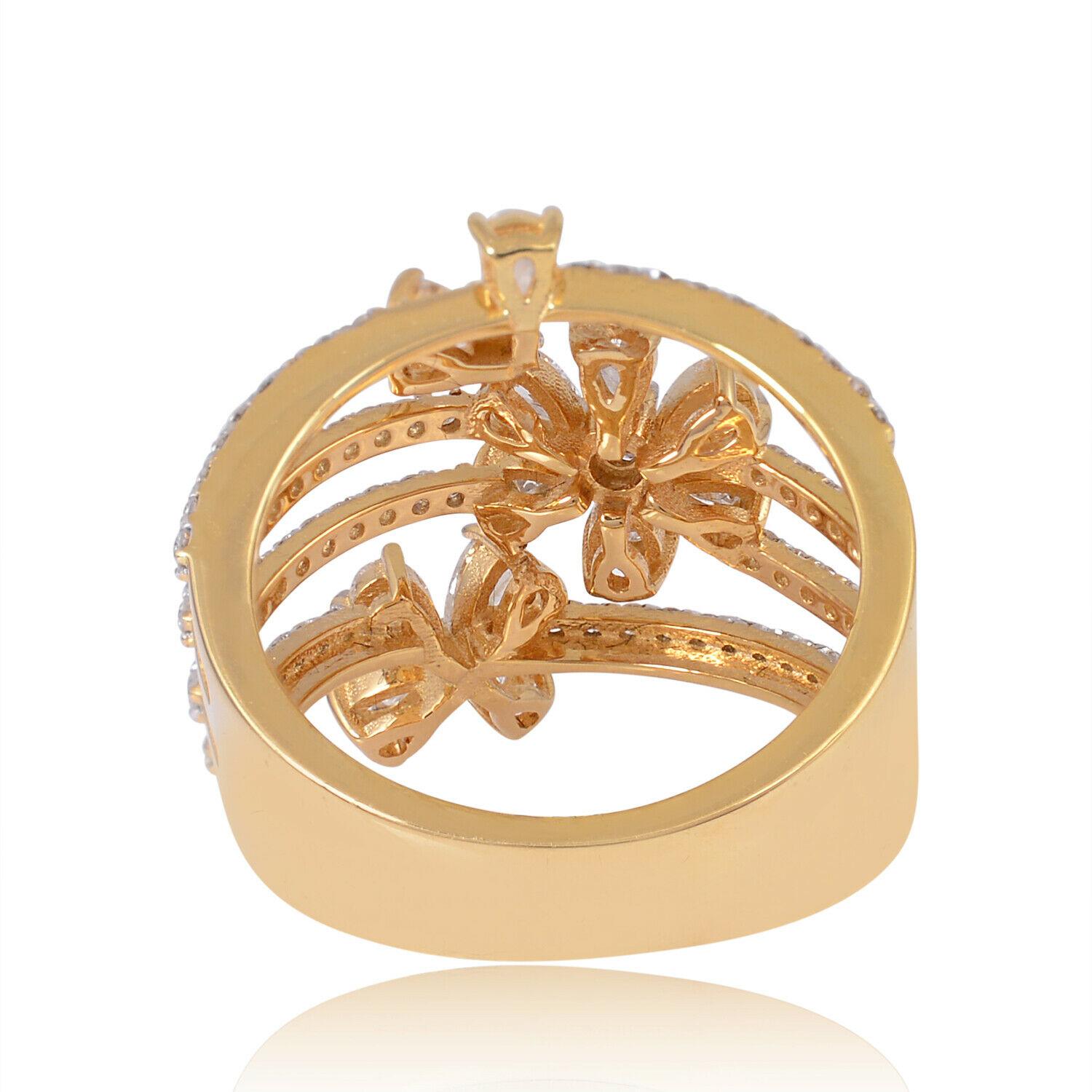 1,45 Karat 14 Karat Gold Floral Diamant Ring (Gemischter Schliff) im Angebot