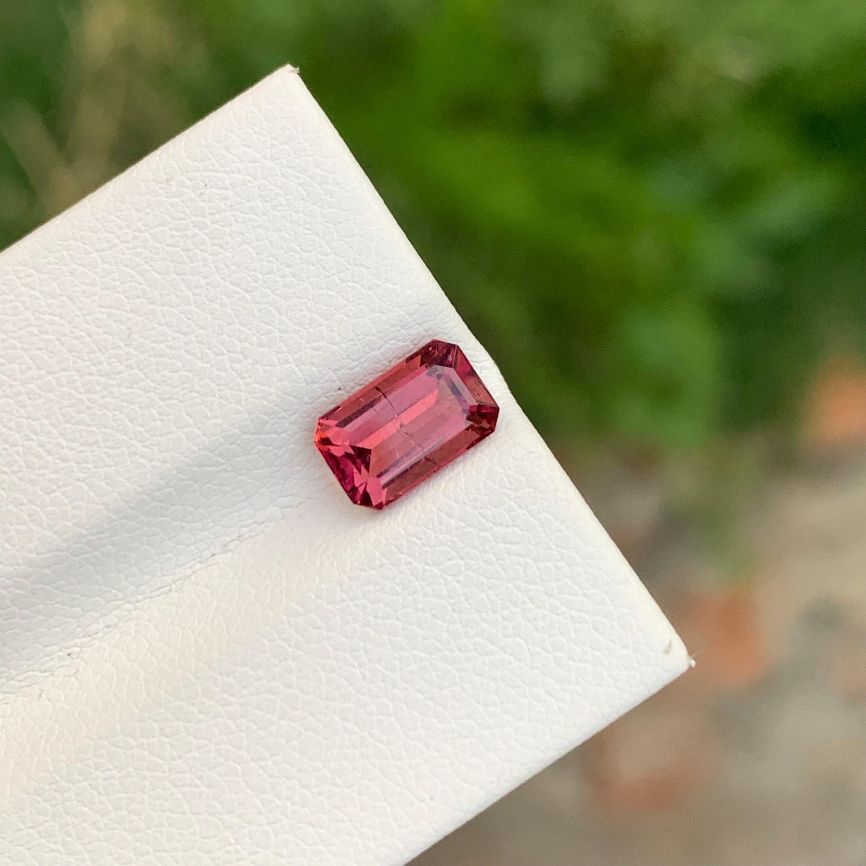 Arts and Crafts 1.45 Carat Adorable Rubellite Tourmaline Emerald Shape Gem For Women’s Ring For Sale