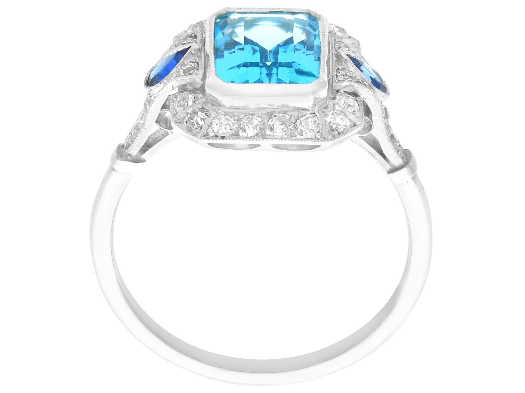 1.45 Carat Aquamarine Sapphire and Diamond Cocktail Ring In Excellent Condition For Sale In Jesmond, Newcastle Upon Tyne