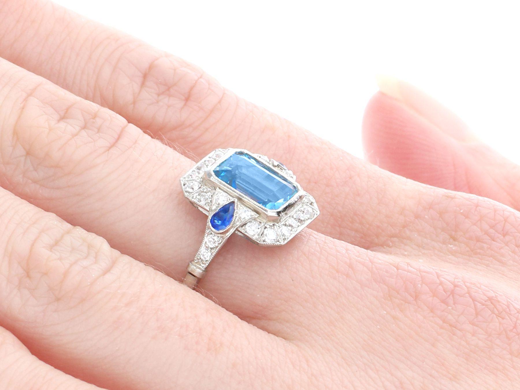 1.45 Carat Aquamarine Sapphire and Diamond Cocktail Ring For Sale 1