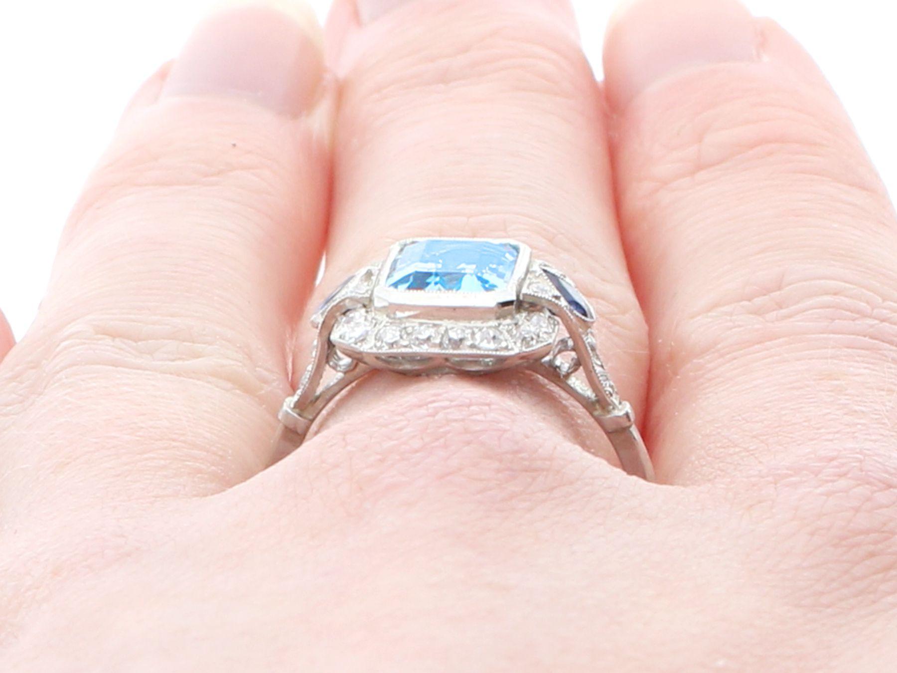 1.45 Carat Aquamarine Sapphire and Diamond Cocktail Ring For Sale 2