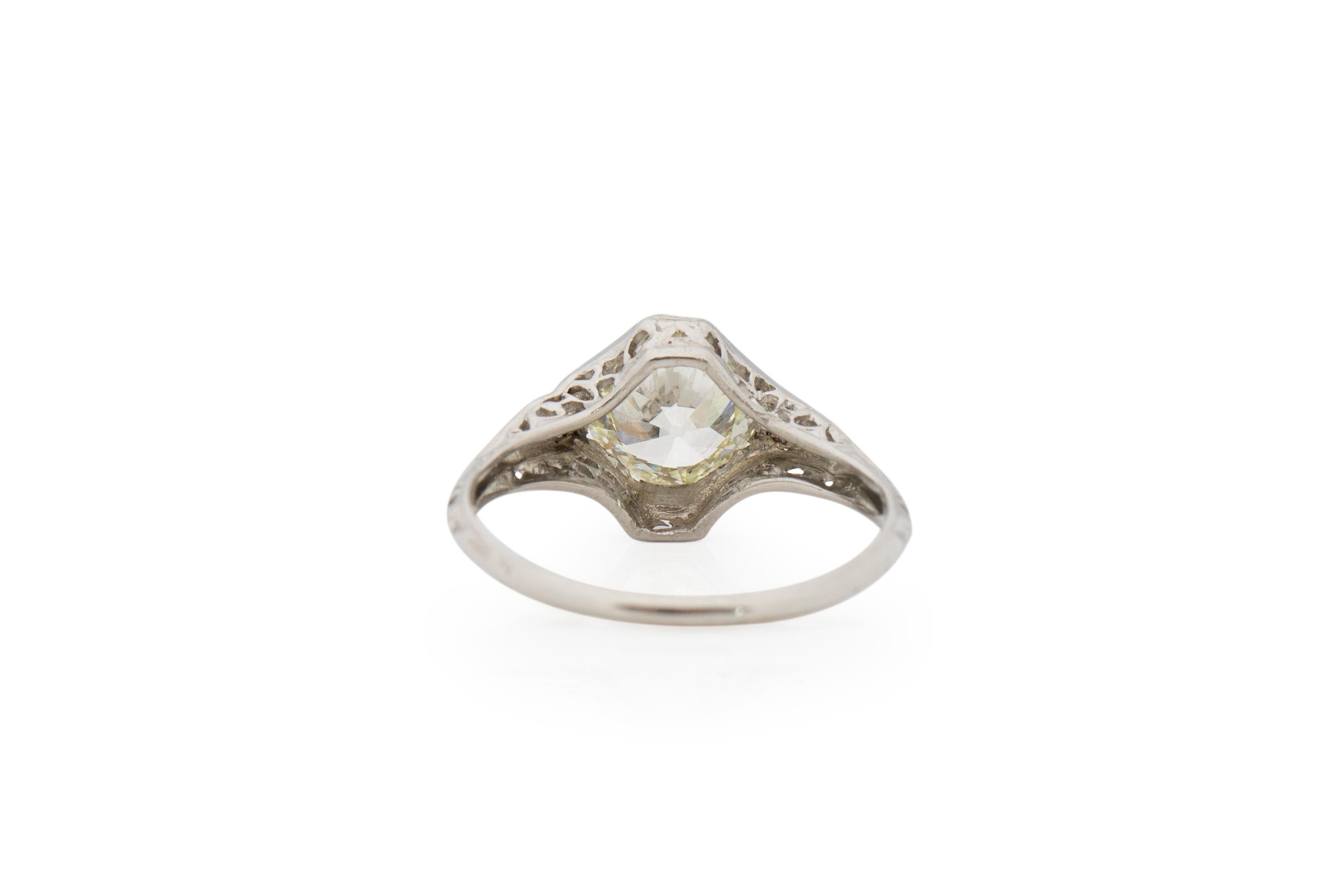1,45 Karat Art Deco Diamant Platin Verlobungsring (Alteuropäischer Schliff) im Angebot