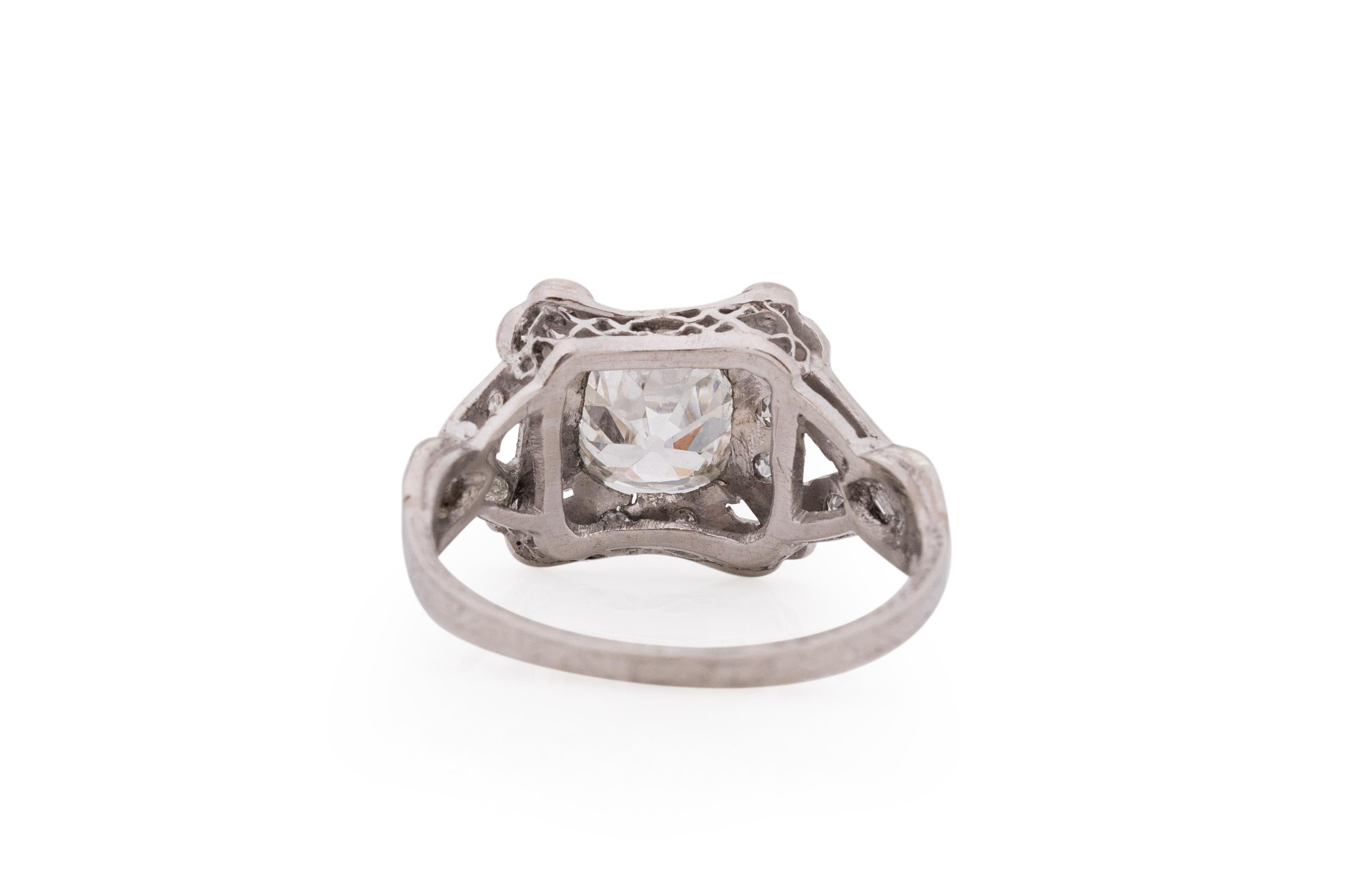 Bague de fiançailles Art déco en platine avec diamants de 1,45 carat Bon état - En vente à Hicksville, NY