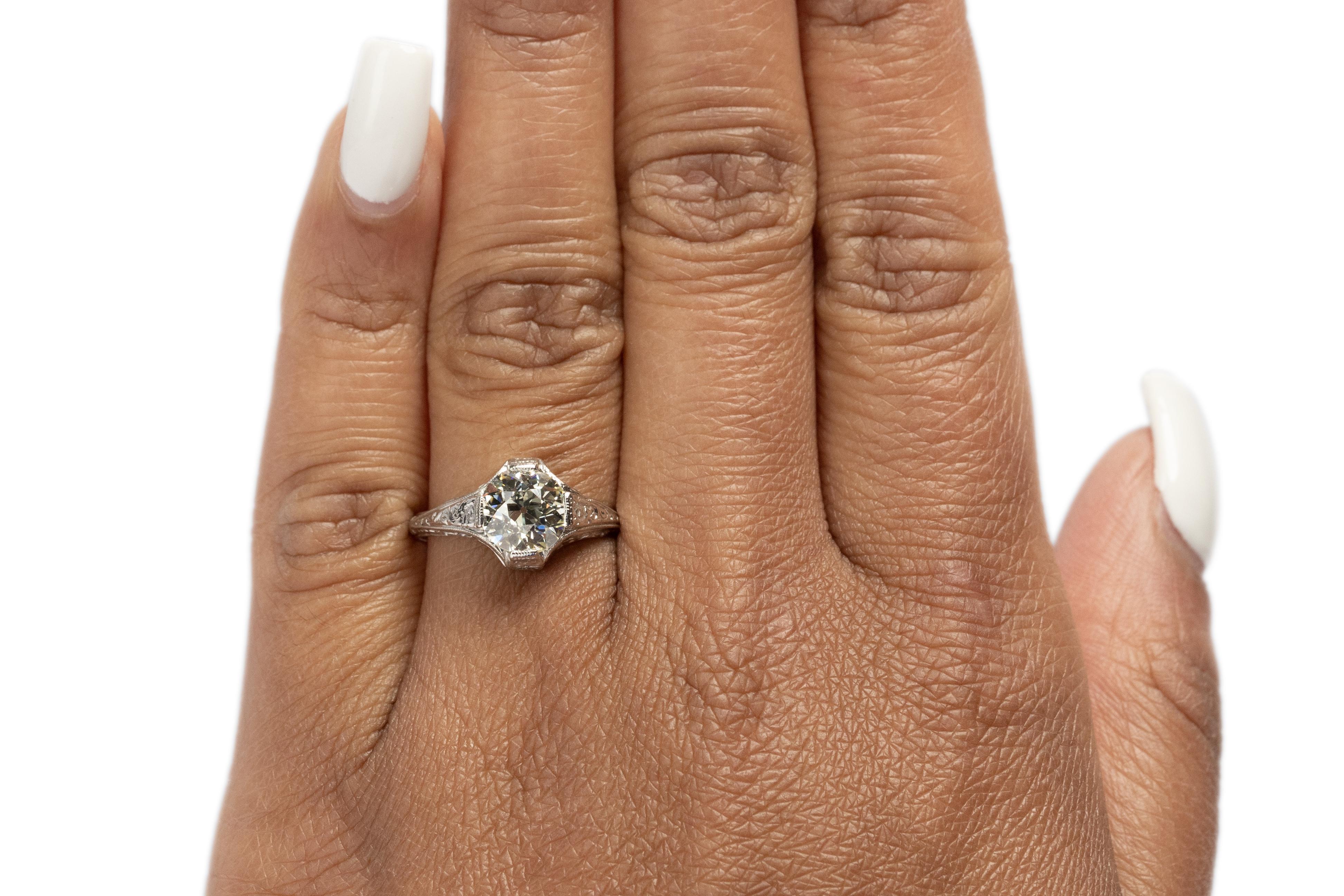 Women's 1.45 Carat Art Deco Diamond Platinum Engagement Ring For Sale