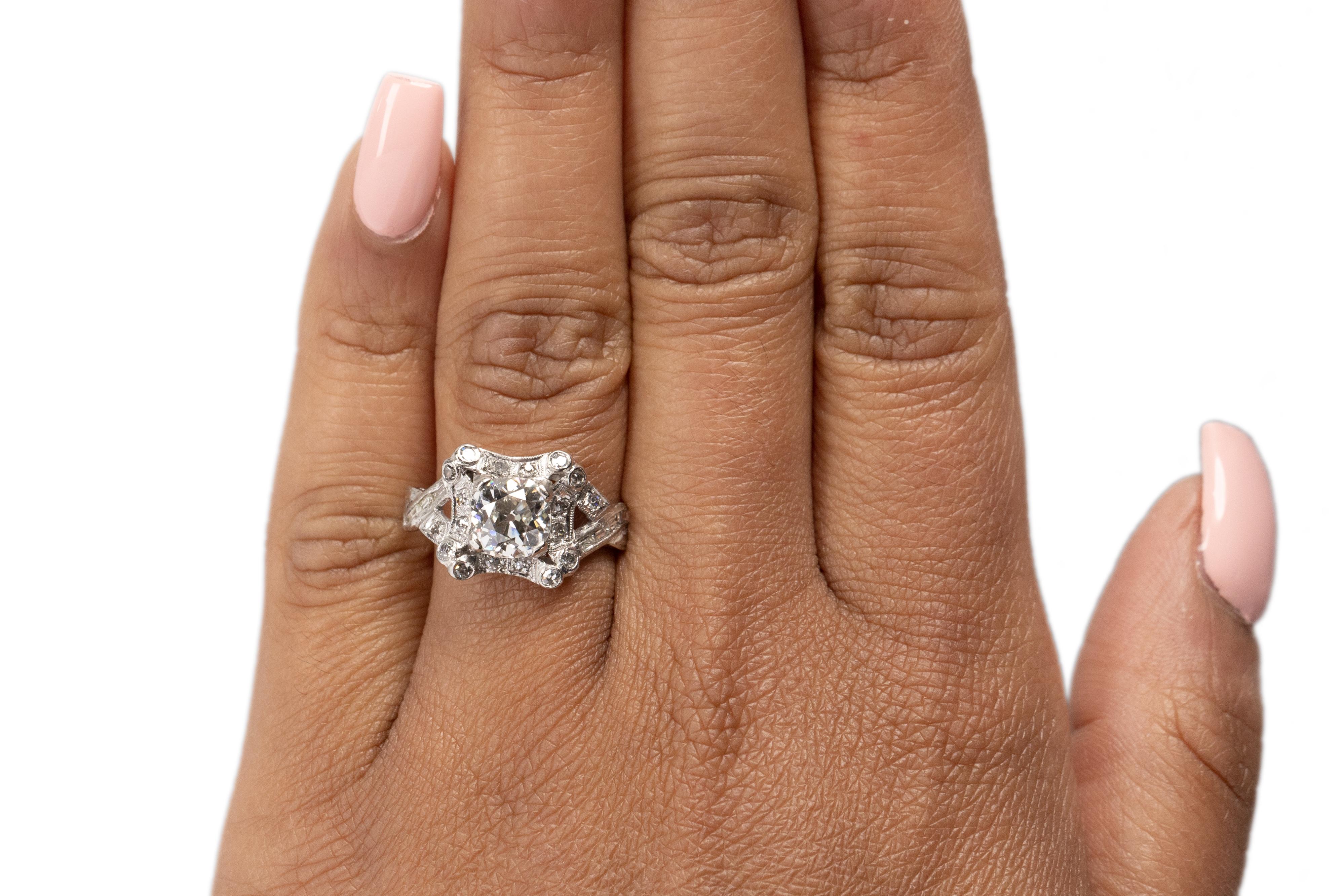 Women's 1.45 Carat Art Deco Diamond Platinum Engagement Ring For Sale