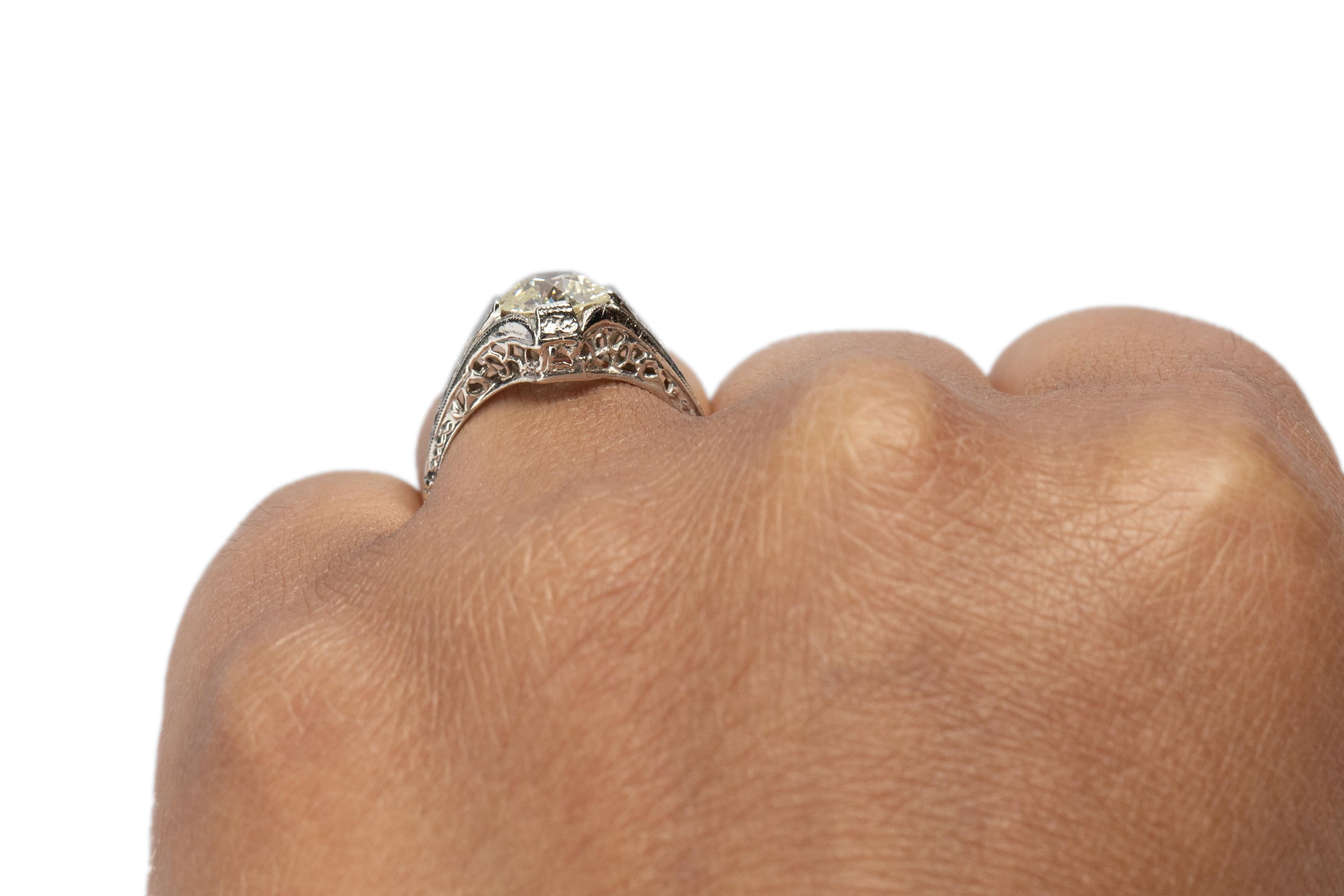 1.45 Carat Art Deco Diamond Platinum Engagement Ring For Sale 1