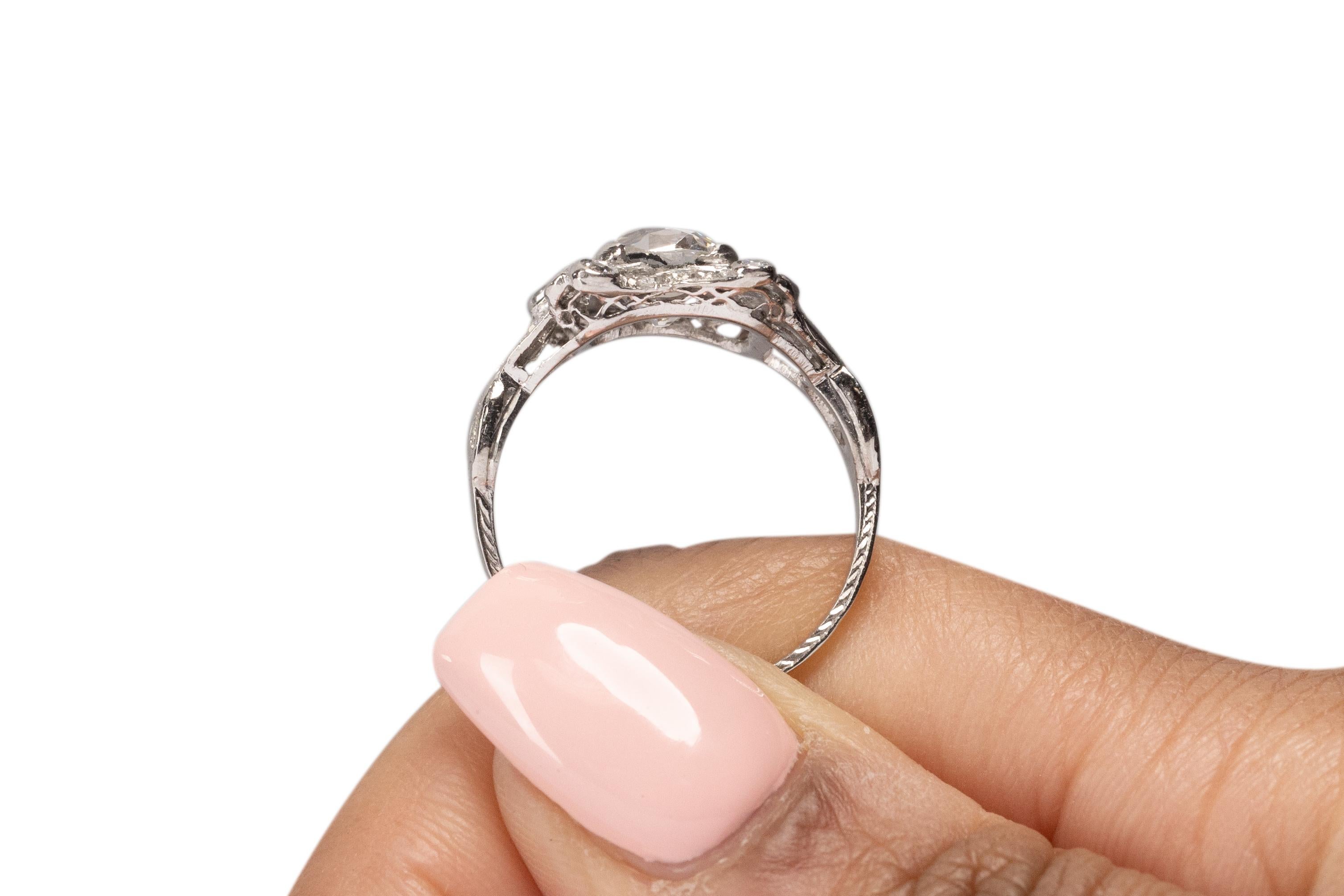 1.45 Carat Art Deco Diamond Platinum Engagement Ring For Sale 3