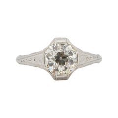 Antique 1.45 Carat Art Deco Diamond Platinum Engagement Ring