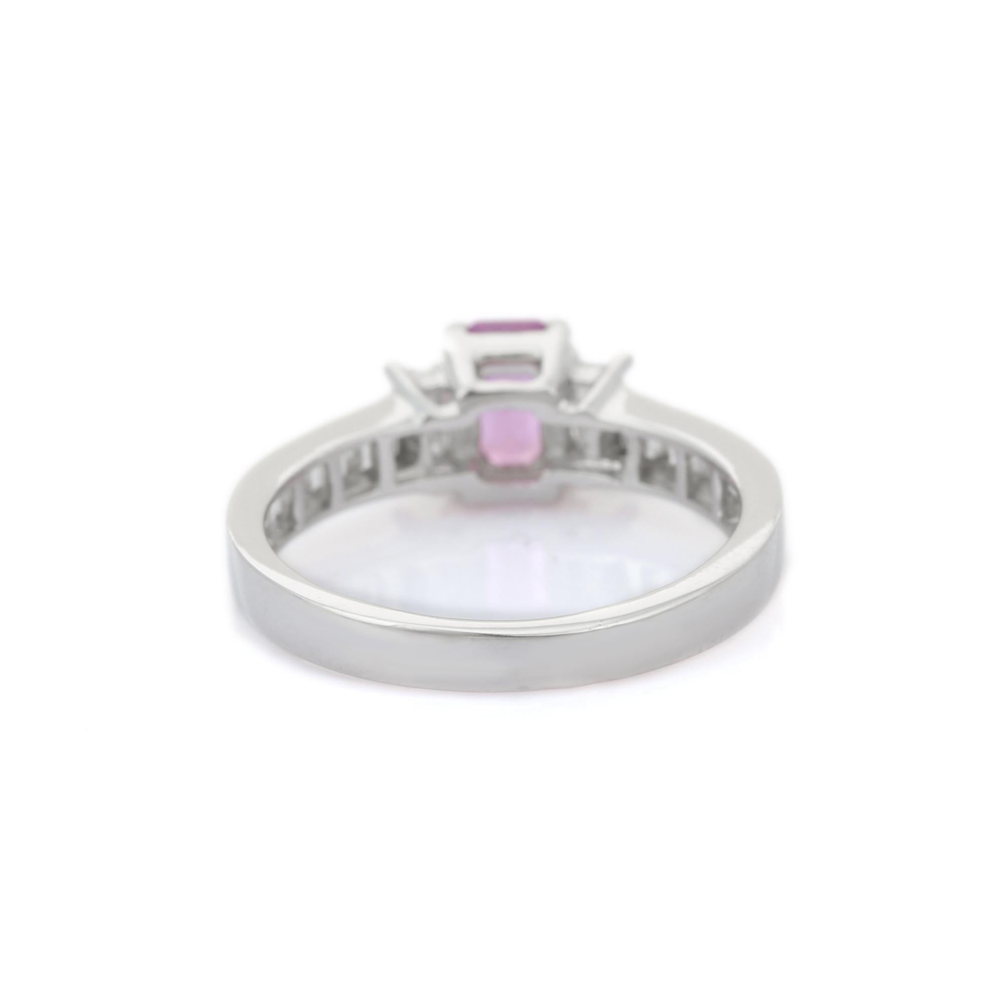 For Sale:  1.45 Carat Certified Pink Sapphire and Diamond Engagement Ring in 18K White Gold 5