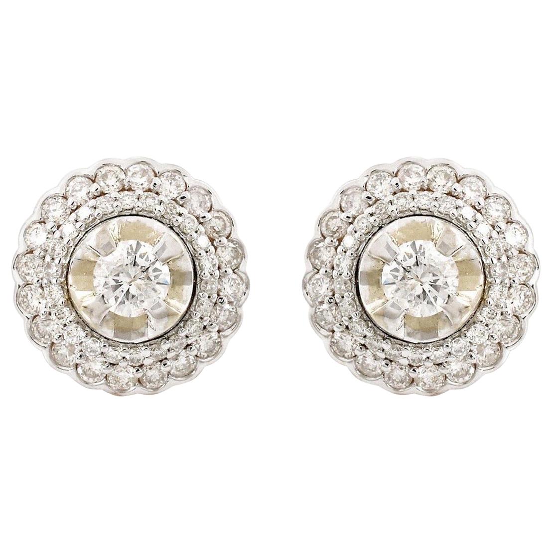 1.45 Carat Diamond 18 Karat Rose Gold Stud Earrings For Sale