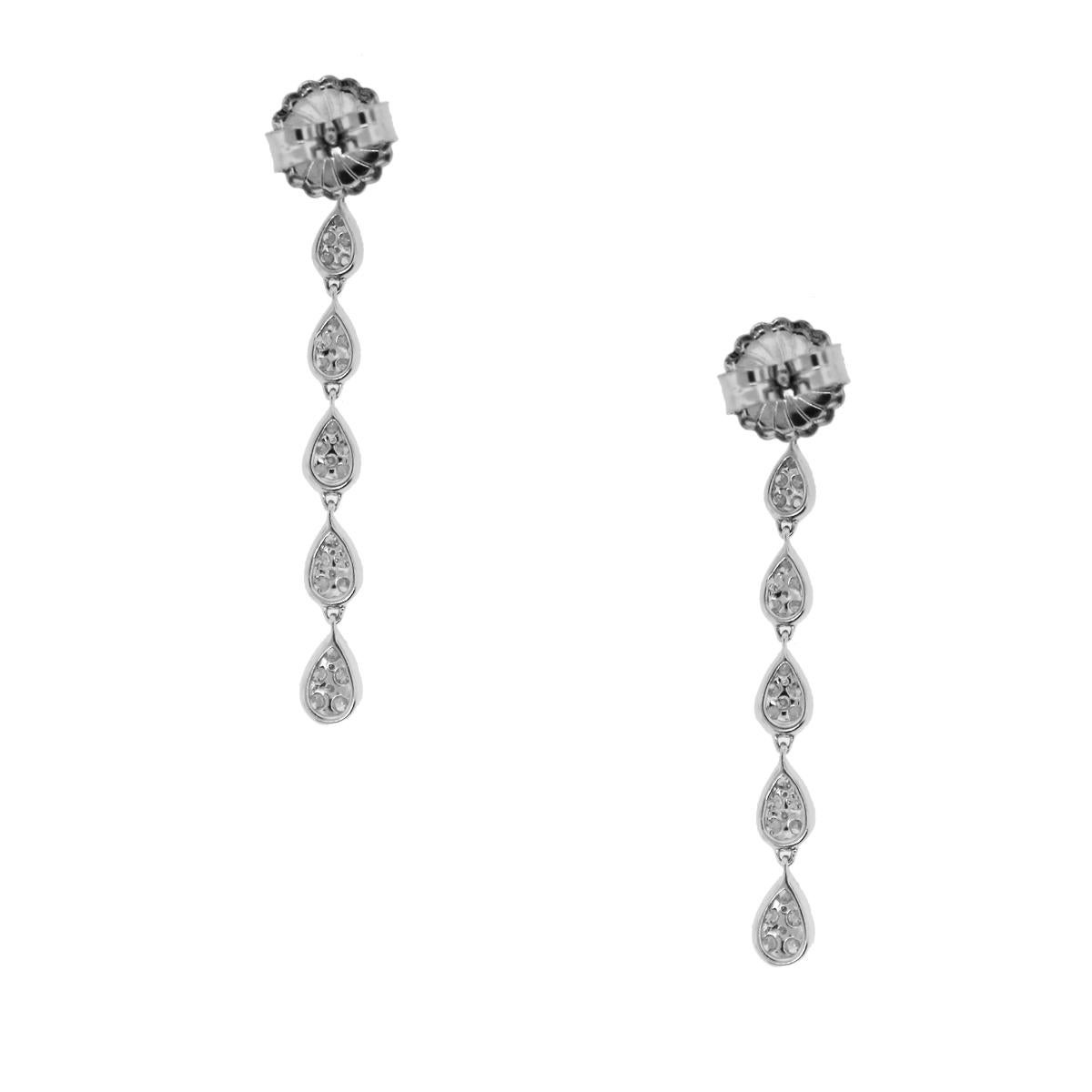 Round Cut 1.45 Carat Diamond Dangle Drop Earrings