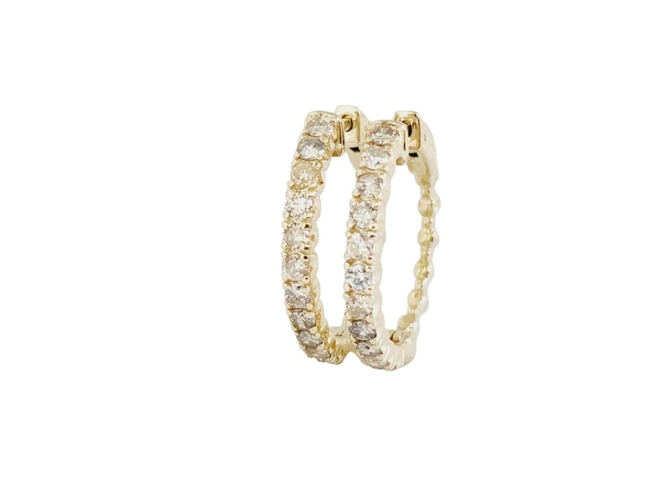 Boucles d'oreilles en or jaune 14 carats avec diamant de 1,45 carat Pour femmes en vente