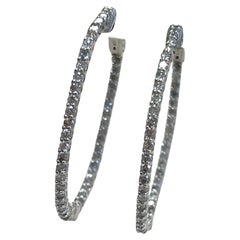 1.45 Carat Diamond Oval Hoops Earrings 14 Karat White Gold 1.45 Carat Diamond Oval Hoops Earrings 14 Karat White Gold