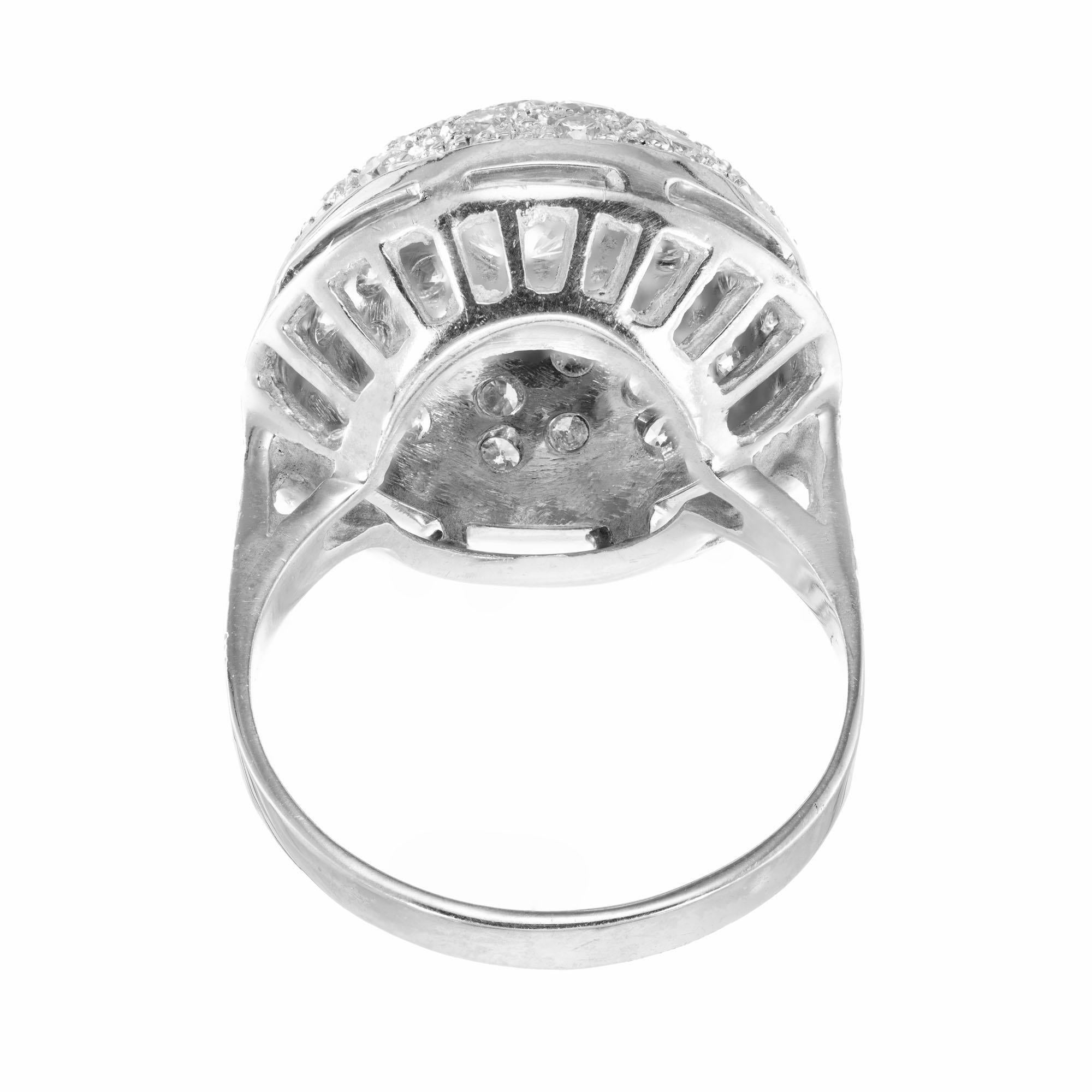 Round Cut 1.45 Carat Diamond Pave Cluster Dome Gold Cocktail Ring For Sale