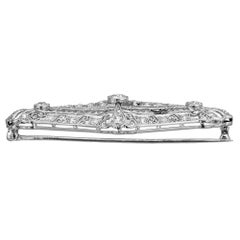 1.45 Carat Diamond Platinum Edwardian Brooch