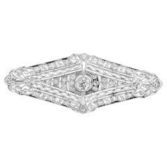 Antique 1.45 Carat Diamond Platinum Edwardian Brooch