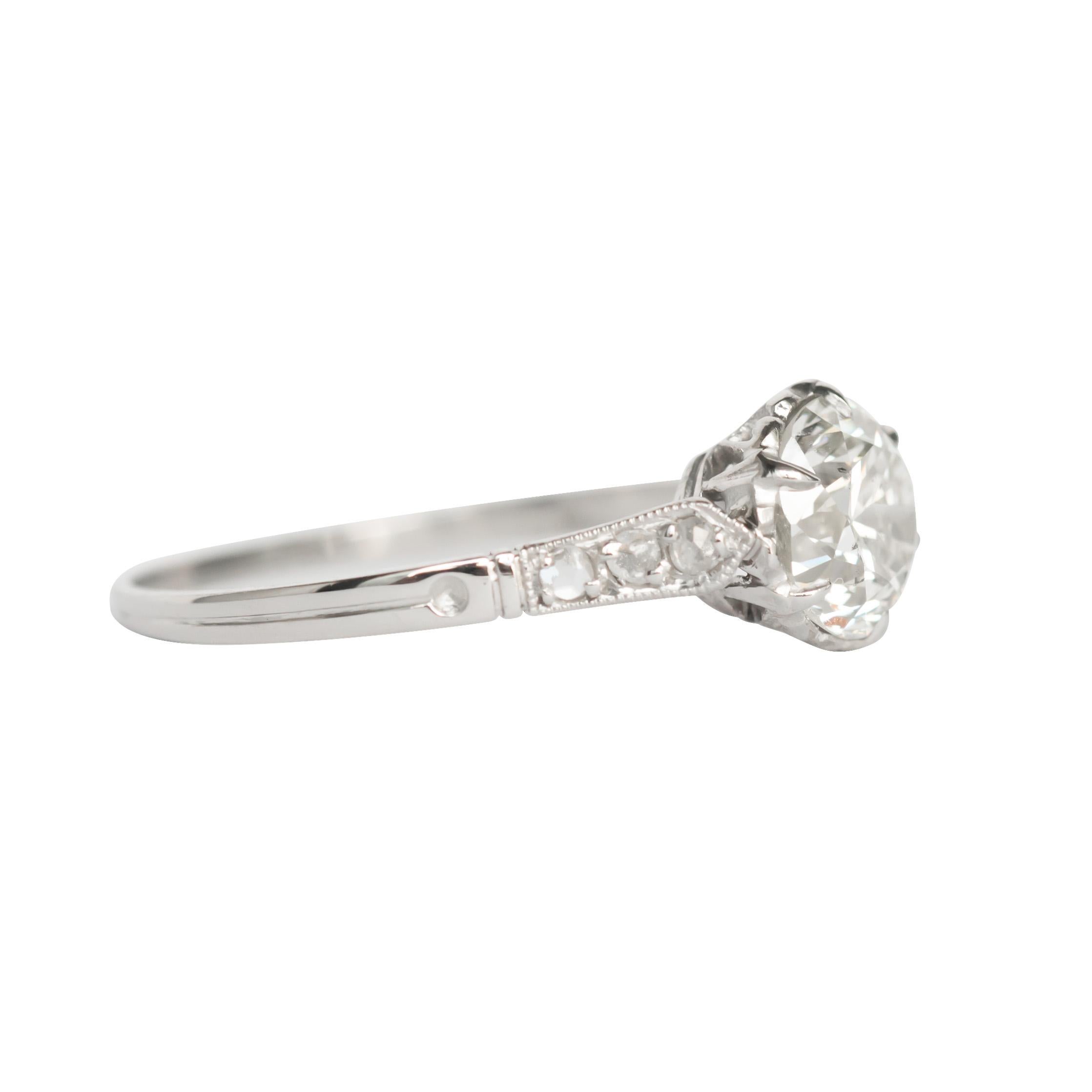 Art déco Bague de fiançailles en platine avec diamants de 1,45 carat en vente