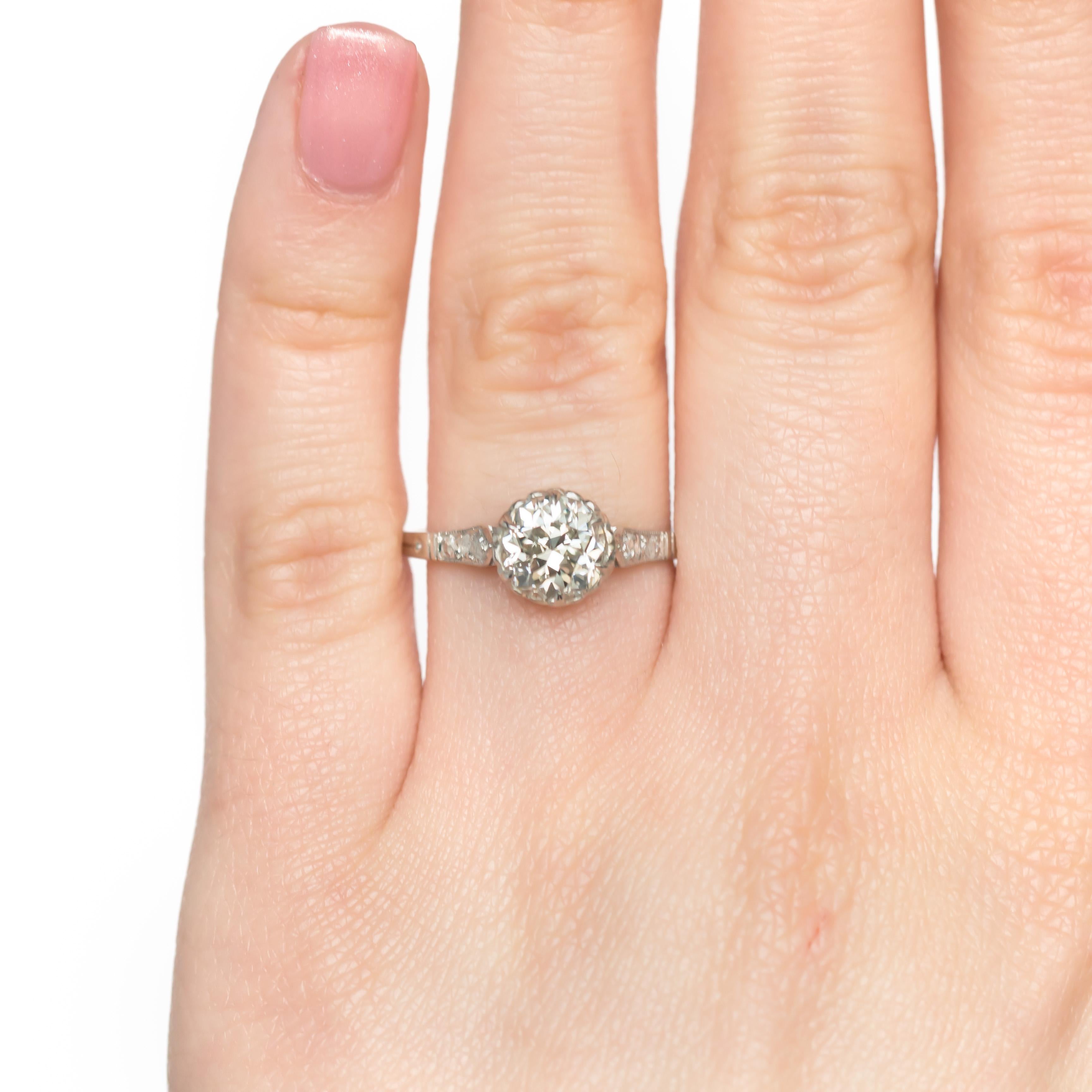 Art Deco 1.45 Carat Diamond Platinum Engagement Ring For Sale