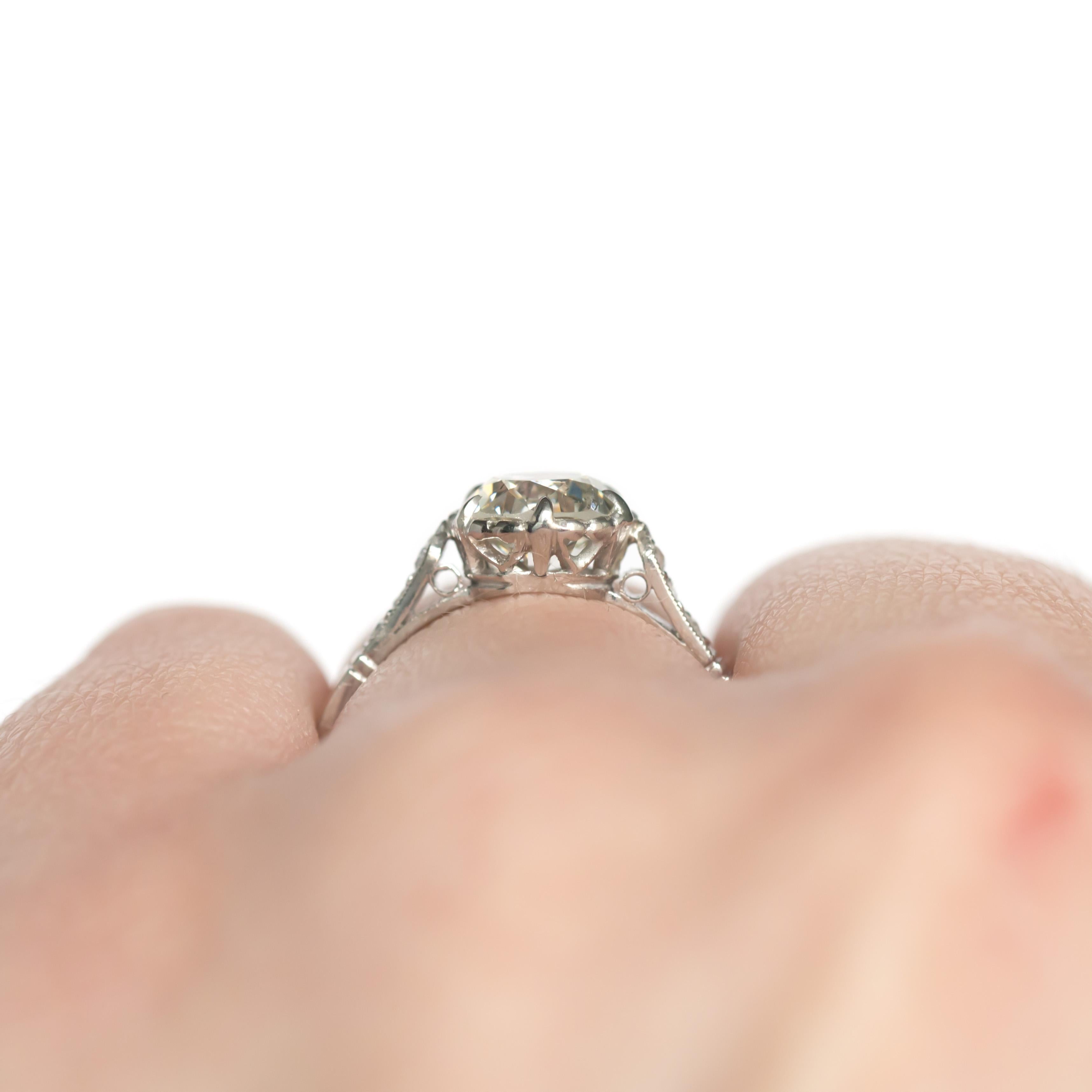 Women's or Men's 1.45 Carat Diamond Platinum Engagement Ring For Sale