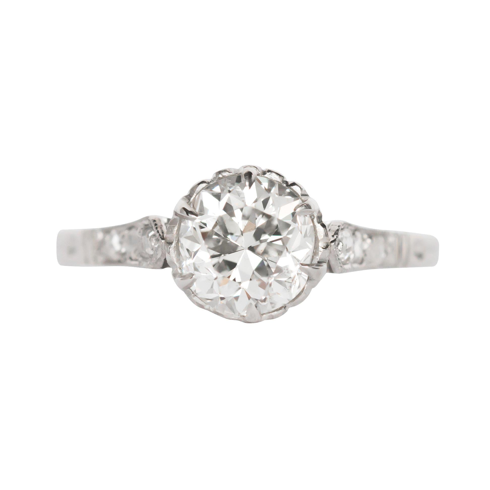 1.45 Carat Diamond Platinum Engagement Ring For Sale