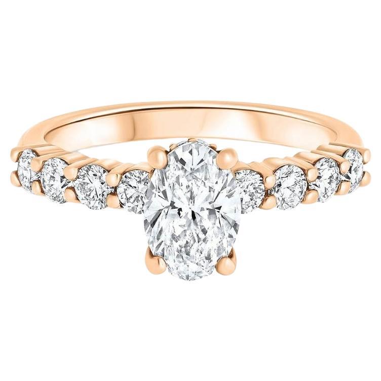 1.45 Carat EGL Certified Oval Diamond Ring in 14 Karat Rose Gold, Shlomit Rogel For Sale