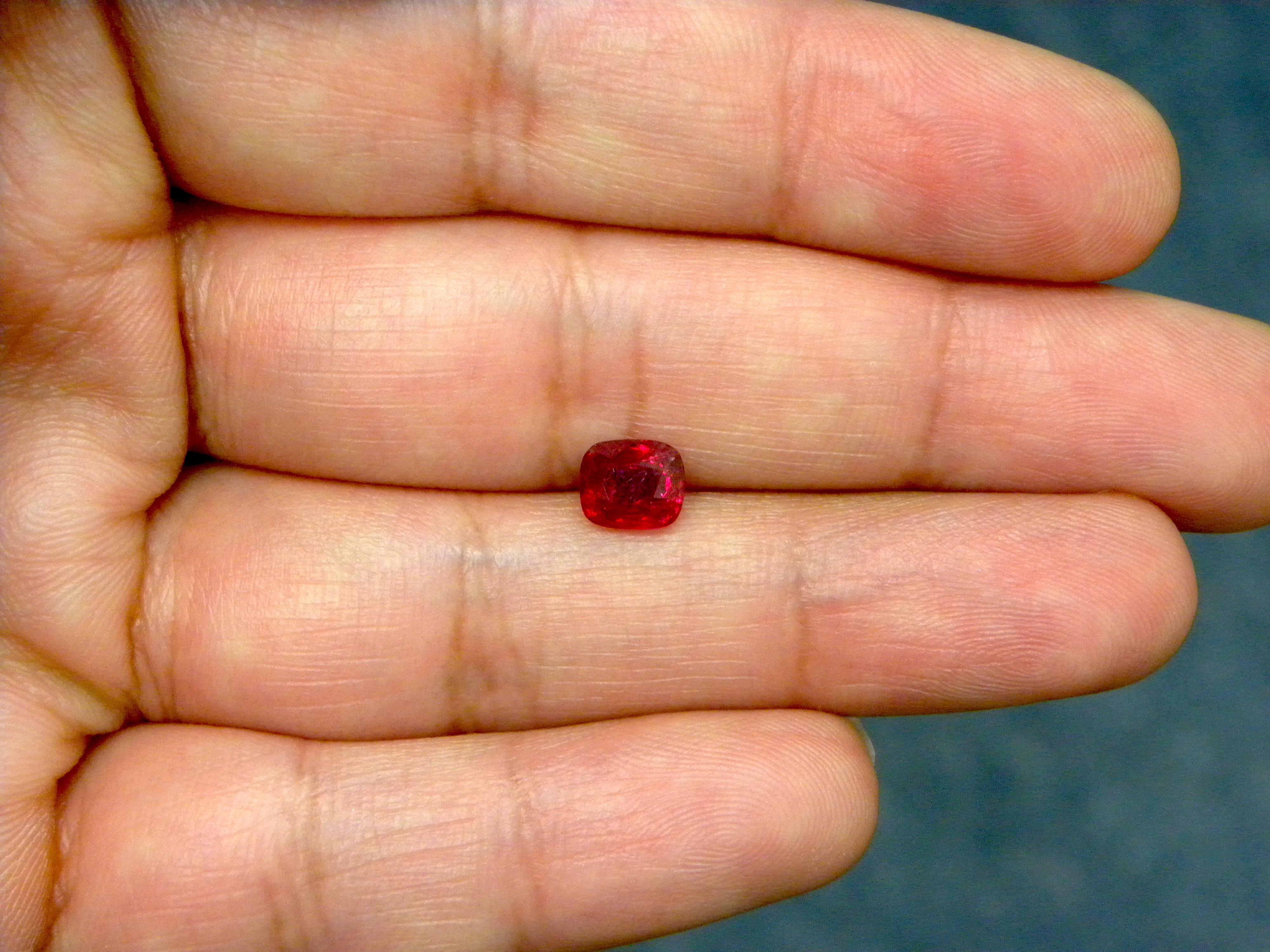 1.46 Carat GRS Certified Unheated Burmese Vivid Red Spinel 1