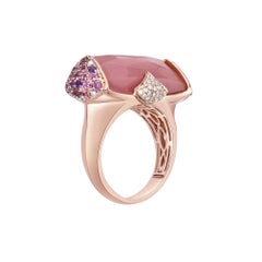Sunita Nahata Guava Quartz 14.50ct. Fancy Ring in 18K Rose Gold with Diamond.