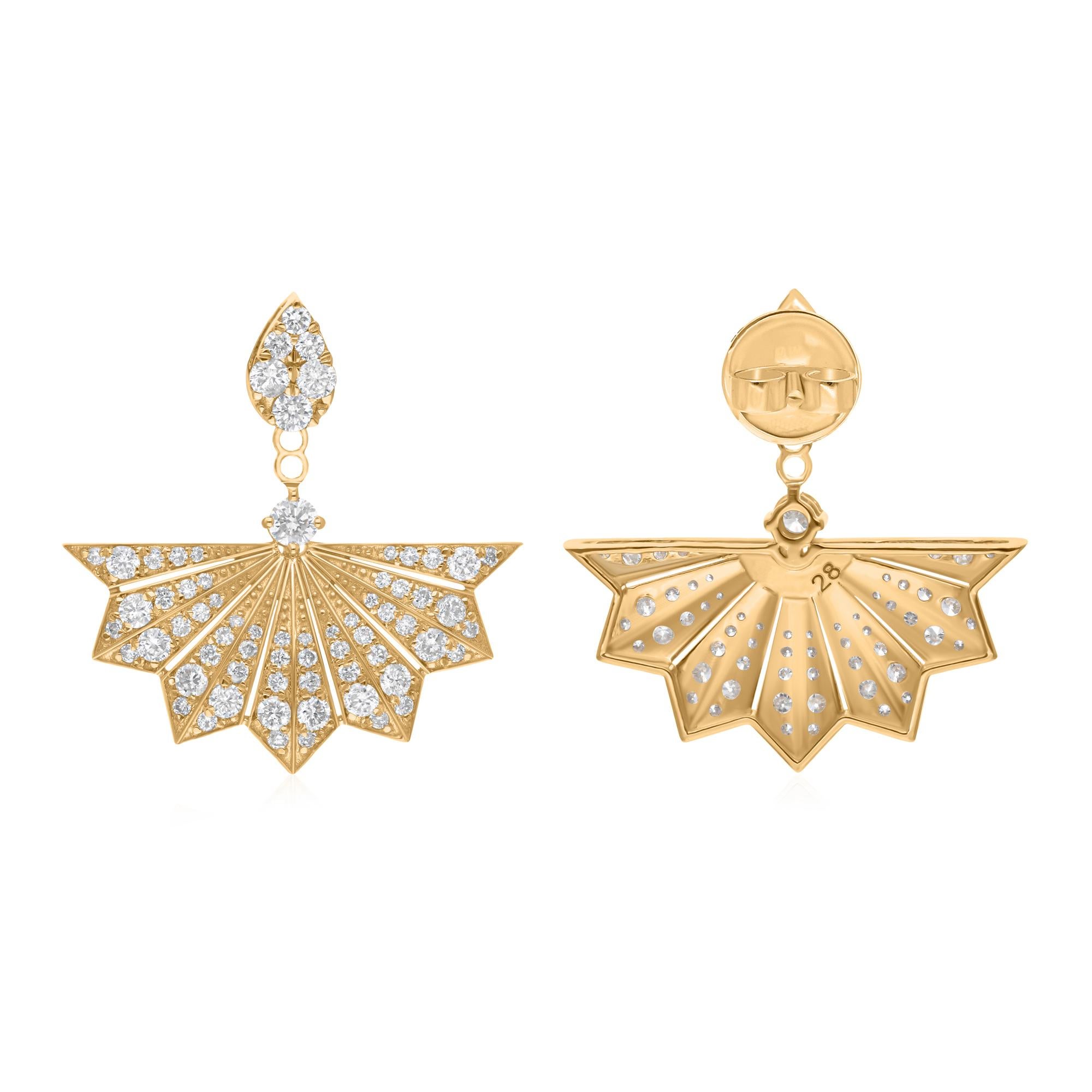 1.45 Carat HI/SI Diamond Yellow Gold Jacket Spider Web Earrings In New Condition For Sale In Diera, Dubai