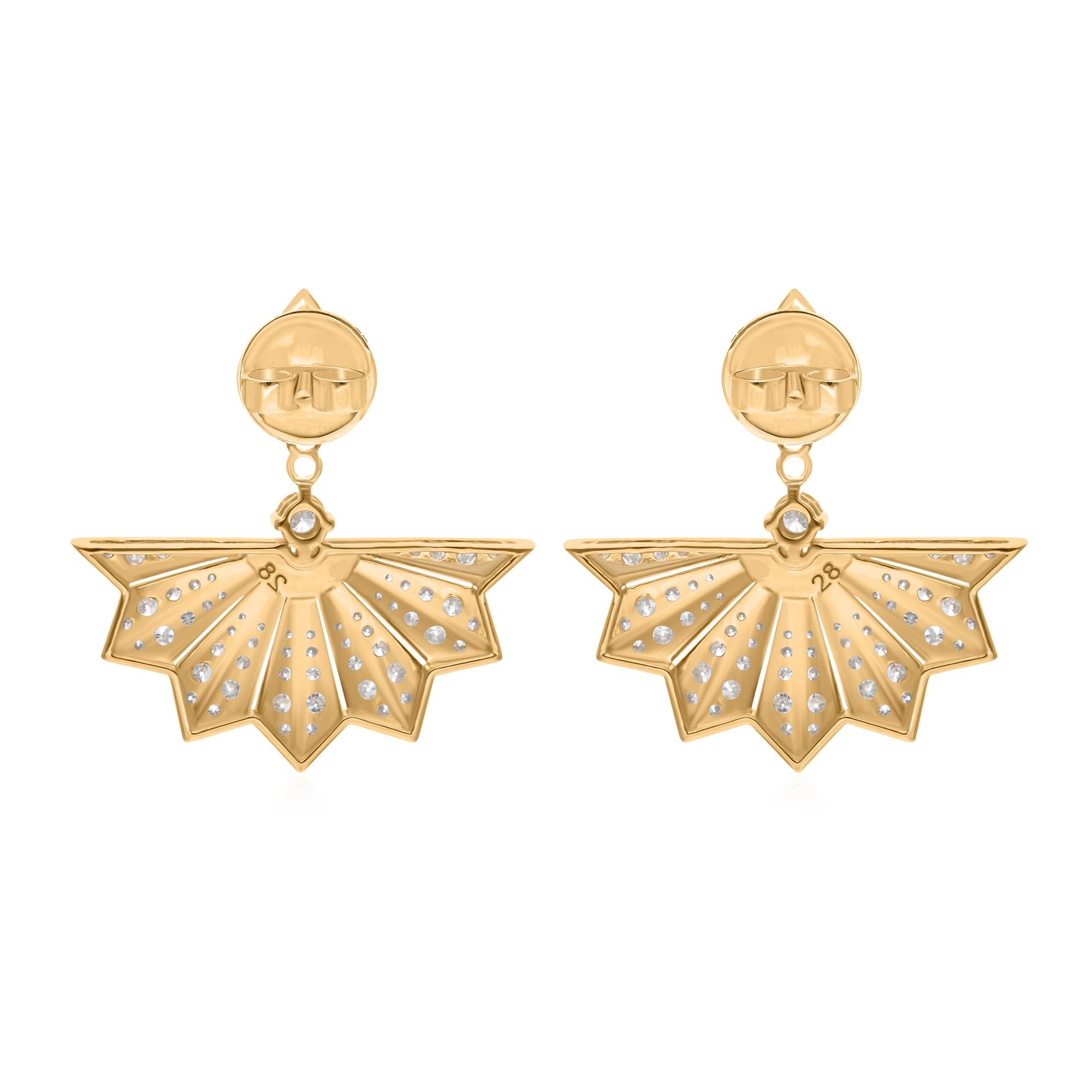 Women's 1.45 Carat HI/SI Diamond Yellow Gold Jacket Spider Web Earrings For Sale