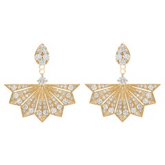 Boucles d
oreilles toile d
araignée 1.45 carat HI/SI en or jaune avec diamant